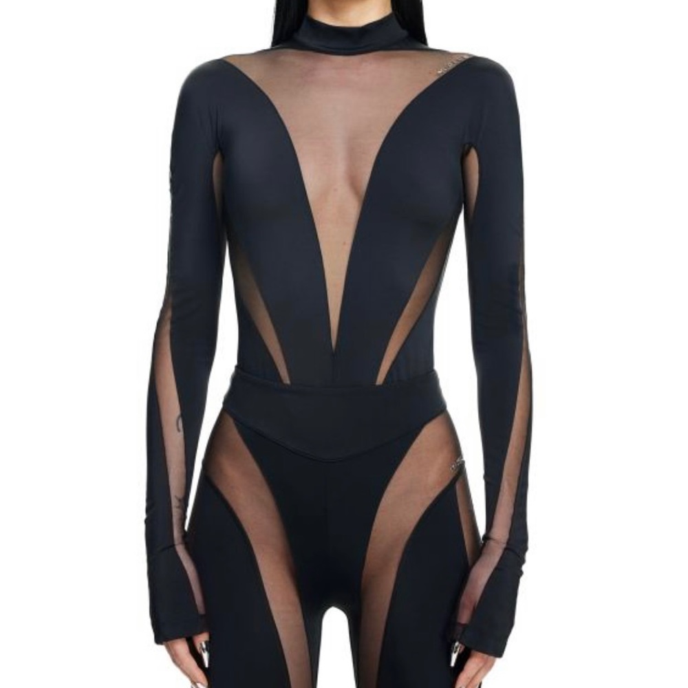 Mugler X H&M black bodysuit size M BNWT